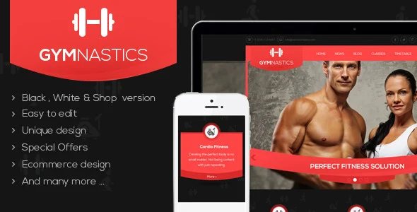 Gymnastics WordPress Theme WordPress theme homepage layout for a aerobic website