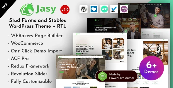 Jasy – Equestrian & Horse Riding Club WordPress Theme for Stables & Ranches WordPress theme homepage layout for a equestrian center website