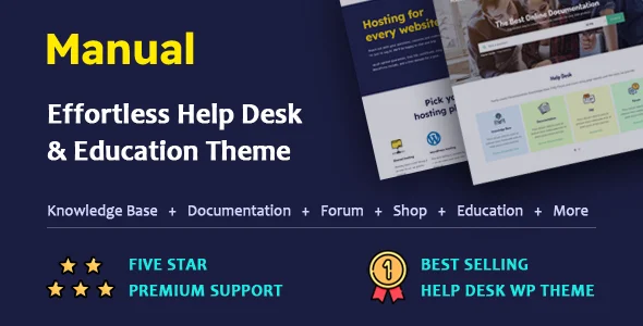Manual - Documentation, Knowledge Base & Education WordPress Theme WordPress theme homepage layout for a bbpress website