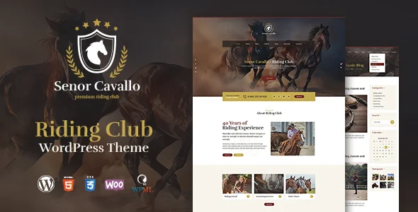 Senor Cavallo - Horse Riding Club WordPress Theme WordPress theme homepage layout for a classes website