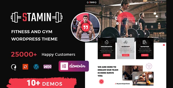 Stamin - Fitness and Gym WordPress Theme WordPress theme homepage layout for a aerobic website