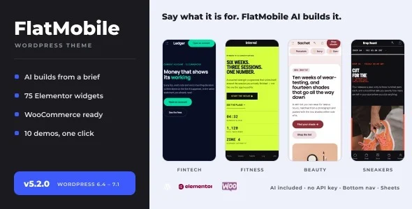 FlatMobile - Responsive WordPress Mobile Theme WordPress theme homepage layout for a flat mobile app website