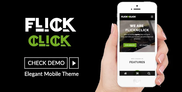 Flicknclick - Responsive Mobile/Smartphone Theme WordPress theme homepage layout for a android mobile app website