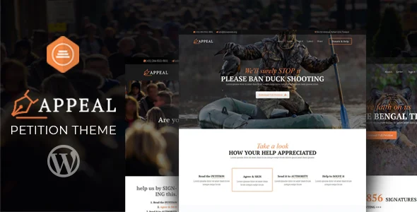 Appeal – Fully Functional Petition Theme WordPress theme homepage layout for a activism advocacy website