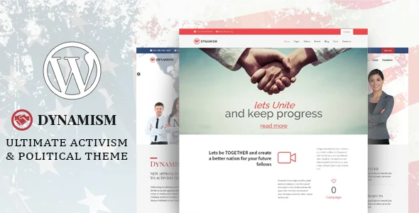 Dynamism - Political & Activism WP Theme WordPress theme homepage layout for a activism advocacy website
