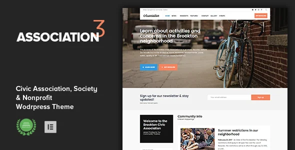 Association - Civic and Third Sector Nonprofit WordPress Theme WordPress theme homepage layout for a association nonprofit website