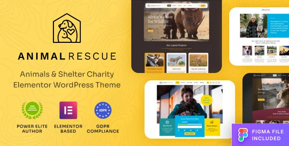Animal Rescue - Shelter Charity WordPress Theme WordPress theme homepage layout for a activism charity website