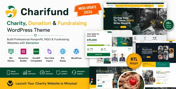 ChariFund - Charity WordPress Theme Multipurpose WordPress theme homepage layout for a charity charity website