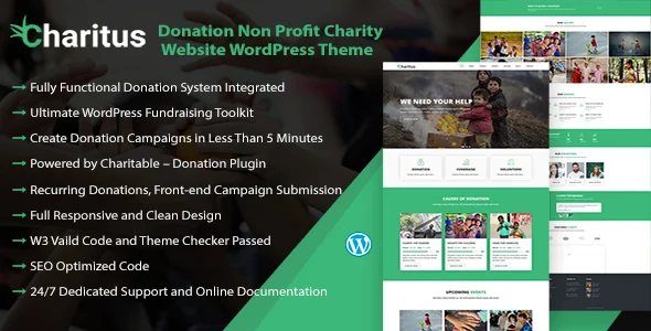 Charitus - Charity WordPress Theme with Donation System WordPress theme homepage layout for a charitable trust wordpress website templates charity website