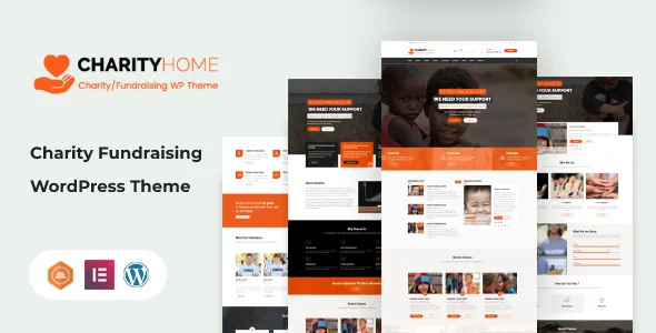 Charity Home - Fundraising WordPress Theme WordPress theme homepage layout for a causes charity website