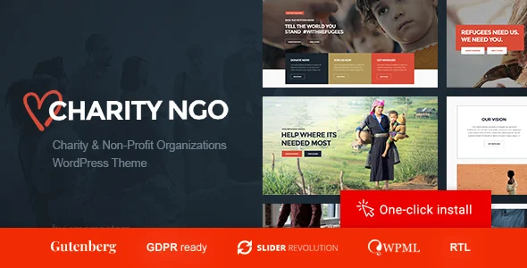 Charity NGO - Donation & Nonprofit Organization WordPress Theme WordPress theme homepage layout for a charity charity website