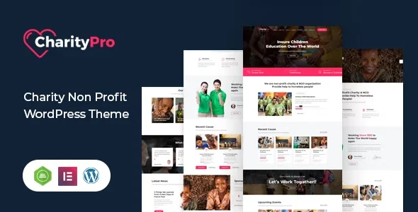 Charity Pro - Fundraising WordPress Theme WordPress theme homepage layout for a causes charity website
