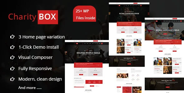 CharityBOX- Fundraising WordPress Theme WordPress theme homepage layout for a cause charity website