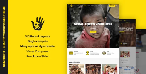 CharityHeart - Charity Responsive WordPress Theme WordPress theme homepage layout for a campaign charity website