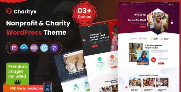 Charityx - Charity & Nonprofit WordPress Theme WordPress theme homepage layout for a causes charity website