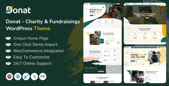 Donat - Charity & Fundraising WordPress Theme WordPress theme homepage layout for a charity charity website