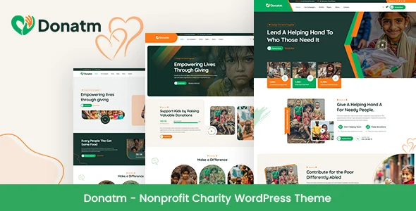 Donatm - Nonprofit Charity WordPress Theme WordPress theme homepage layout for a ace charity charity website