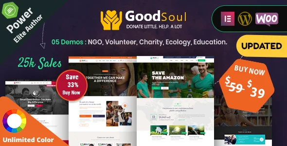 GoodSoul - Charity & Fundraising WordPress Theme WordPress theme homepage layout for a causes charity website