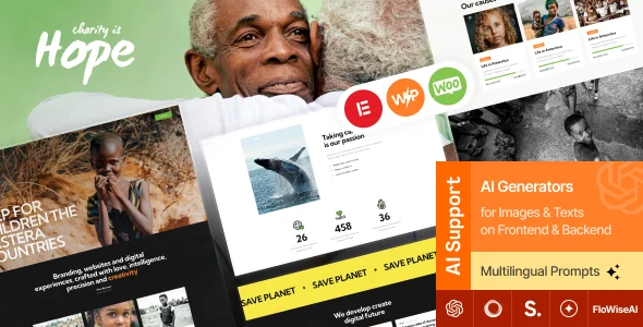 Hope | Non-Profit, Charity & Donations WordPress Theme + RTL WordPress theme homepage layout for a campaign charity website