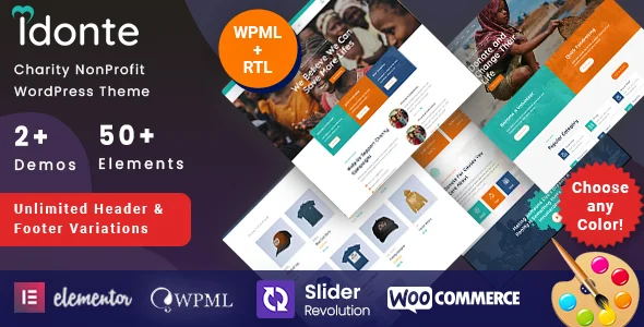 Idonte - Charity NonProfit WordPress Theme WordPress theme homepage layout for a campaign charity website