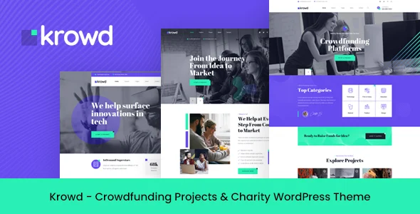 Krowd - Crowdfunding & Charity WordPress Theme WordPress theme homepage layout for a charity charity website