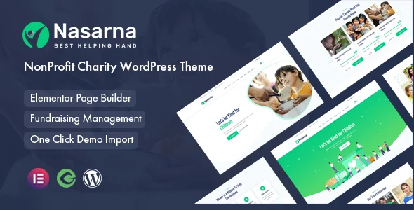 Nasarna - NonProfit Charity WordPress Theme WordPress theme homepage layout for a campaign charity website