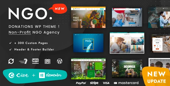 Ngo - Charity Donation WordPress WordPress theme homepage layout for a charity charity website