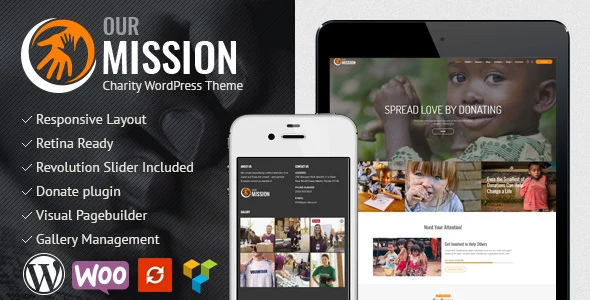 Our Mission - Charity WordPress Theme WordPress theme homepage layout for a charity charity website