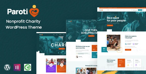 Paroti - Nonprofit Charity WordPress Theme WordPress theme homepage layout for a ace charity charity website
