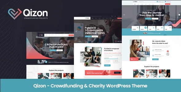 Qizon - Crowdfunding & Charity WordPress Theme WordPress theme homepage layout for a charity charity website