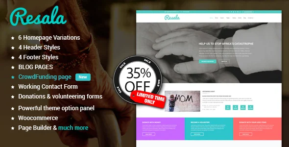 Resala WordPress theme WordPress theme homepage layout for a blog charity website