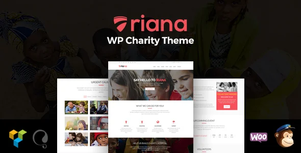 Riana - WordPress Charity Theme WordPress theme homepage layout for a bootstrap charity website