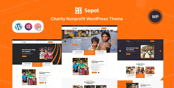 Sopot - Charity NonProfit Fundraising WordPress Theme WordPress theme homepage layout for a charity charity website