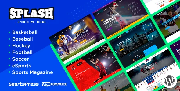 Splash - Sport Club WordPress Theme for Basketball, Football, Hockey WordPress theme homepage layout for a athlete charity website