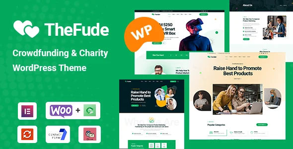 TheFude - Crowdfunding & Charity WordPress Theme WordPress theme homepage layout for a charity charity website