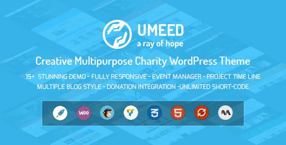 Umeed Charity WordPress Theme For Fundraising WordPress theme homepage layout for a causes charity website
