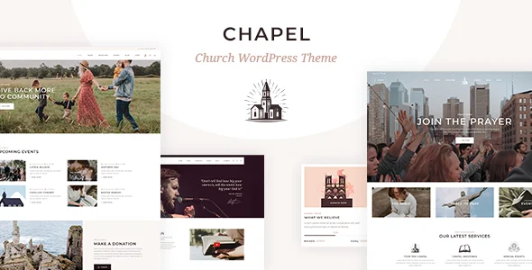 Chapel - Church WordPress Theme WordPress theme homepage layout for a charitable church website