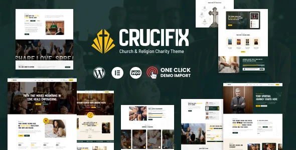 Crucifix - Church WordPress Theme WordPress theme homepage layout for a charitable trust church website