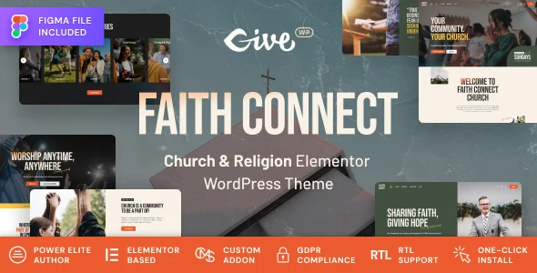 Faith Connect - Religion & Church WordPress Theme WordPress theme homepage layout for a campaign church website