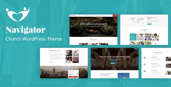Navigator - Nonprofit Church WordPress Theme WordPress theme homepage layout for a audio player church website