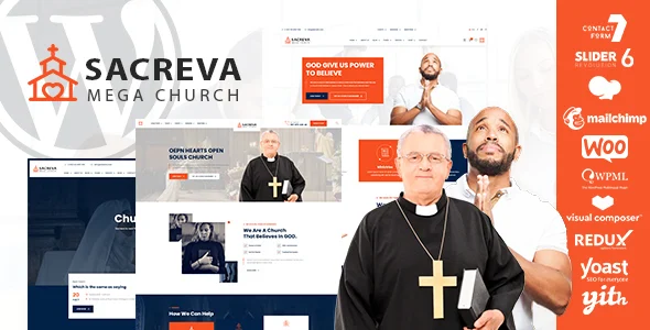 Sacreva - Church WordPress Theme WordPress theme homepage layout for a charity church website