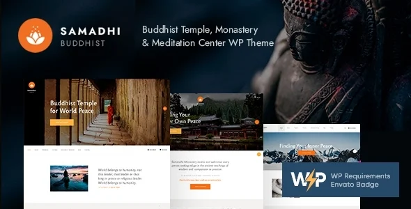 Samadhi | Oriental Buddhist Temple WordPress Theme WordPress theme homepage layout for a buddhism church website
