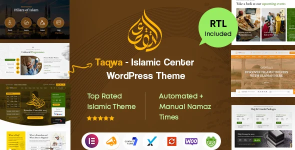Taqwa - Islamic Center & Mosque WordPress Theme + RTL WordPress theme homepage layout for a arabic church website