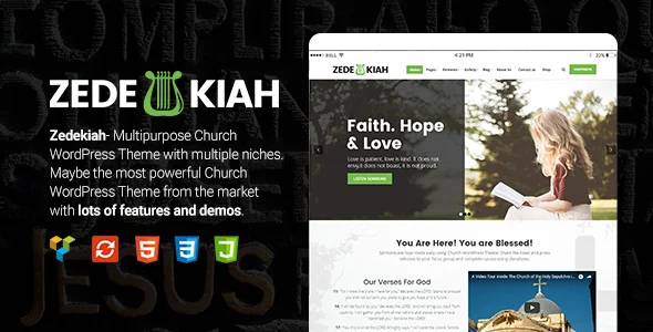 Zedekiah - MultiPurpose Church & Religion WordPress Theme WordPress theme homepage layout for a cemetery church website