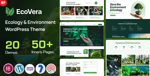 Ecovera - Ecology Charity WordPress WordPress theme homepage layout for a activism environmental organization website