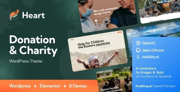 Heart - Donation & NGO Charity WordPress Theme WordPress theme homepage layout for a activism nonprofit website