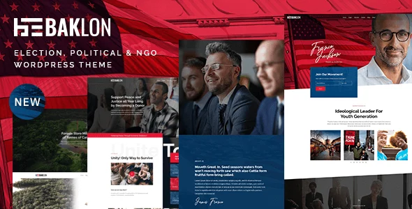 Baklon - Election & Political WordPress Theme WordPress theme homepage layout for a activist political campaign website