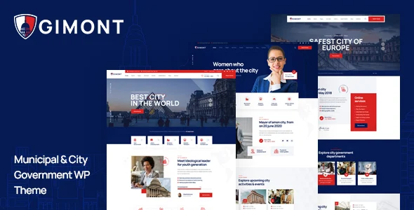 Gimont - City Government WordPress Theme WordPress theme homepage layout for a city political campaign website