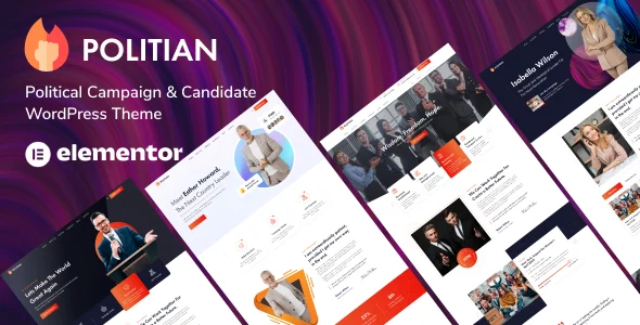 Politian - Political Campaign WordPress Theme WordPress theme homepage layout for a candidate political campaign website