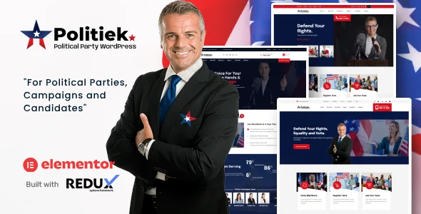 Politiek - Politics & Election WordPress Theme WordPress theme homepage layout for a campaigns political campaign website